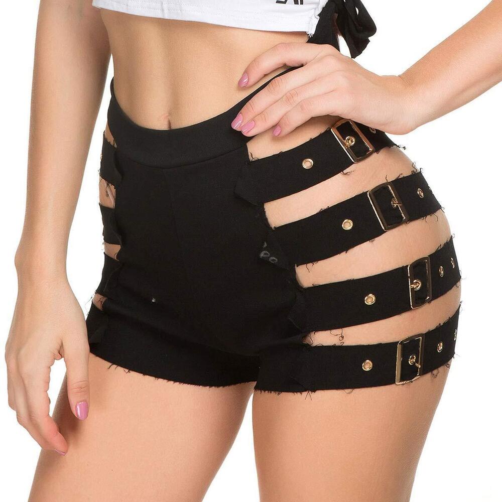 8021 Goth Shorts Black Booty Shorts Costume Sexy Slutty Rave Pants Punk